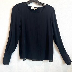 Rory Beca Classic Black Silk Blouse w Flyaway back opening